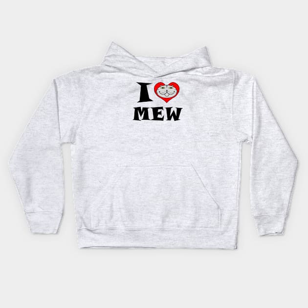 I Heart Cat - Grey Striped Kitty Kids Hoodie by RawSunArt